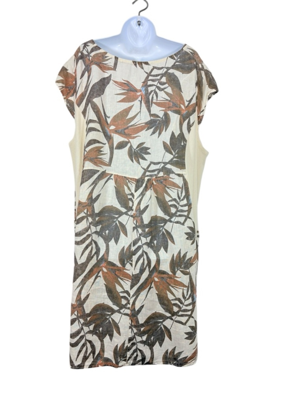 Lungo L’Arno Italy 100% Linen Tropical Print Tunic Dress Top 2X Summer